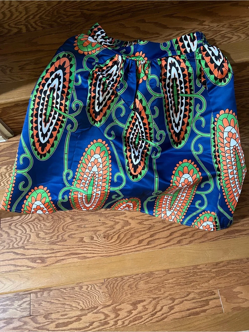 Afibi Navy Blue Orange & Green Patterned Skirt, size XL - Picture 11 of 11